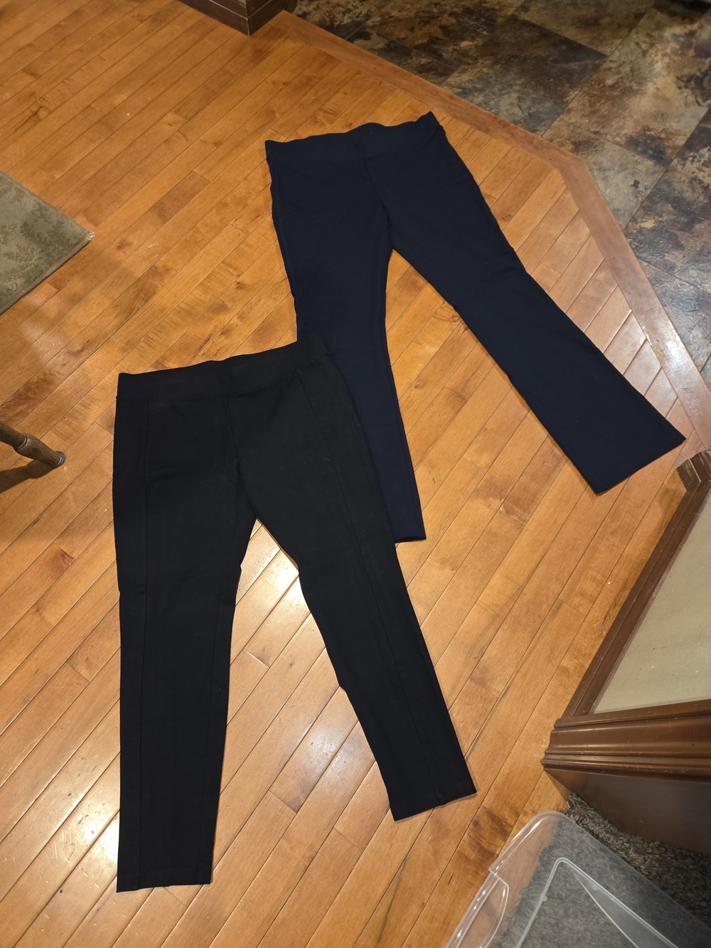 CAbi Black and Navy Ponte Knit Stretch Pants - Set of 2